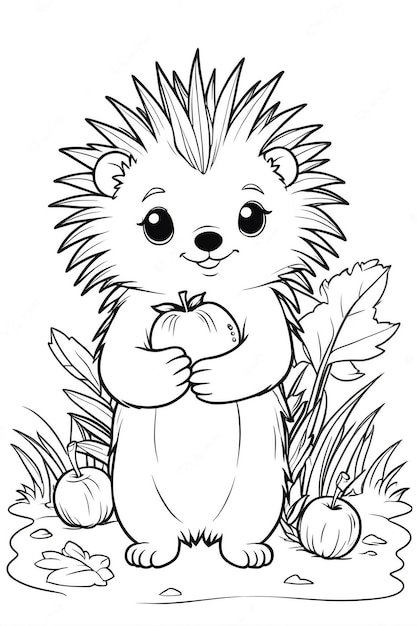 a cartoon drawing of a hedgehog with a picture of a raccoon