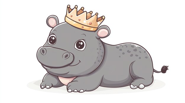 Photo a cartoon drawing of a hippo wearing a crown