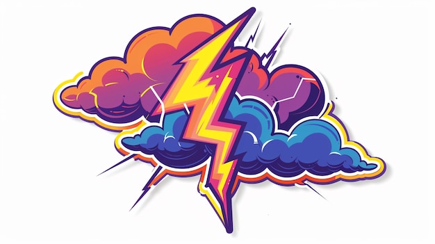 Photo a cartoon drawing of a lightning bolt and the words lightning