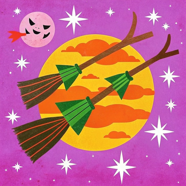 a cartoon drawing of a moon and stars with a pink background with a moon and stars