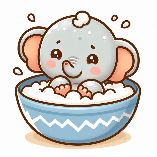 Photo a cartoon drawing of a mouse with a bowl of eggs in it