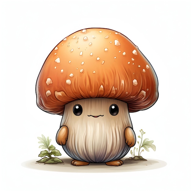 a cartoon drawing of a mushroom with a face and a mushroom on it