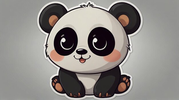 a cartoon drawing of a panda bear with eyes open