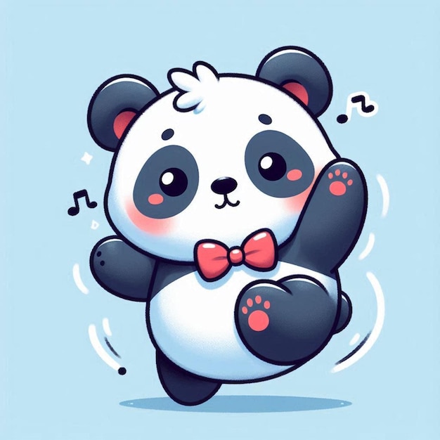 Photo a cartoon drawing of a panda with a bow tie and a bow tie