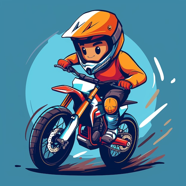 Photo a cartoon drawing of a person on a motorcycle with a helmet on