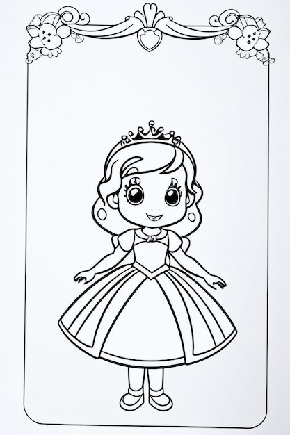 Photo a cartoon drawing of a princess in a dress with a crown on it