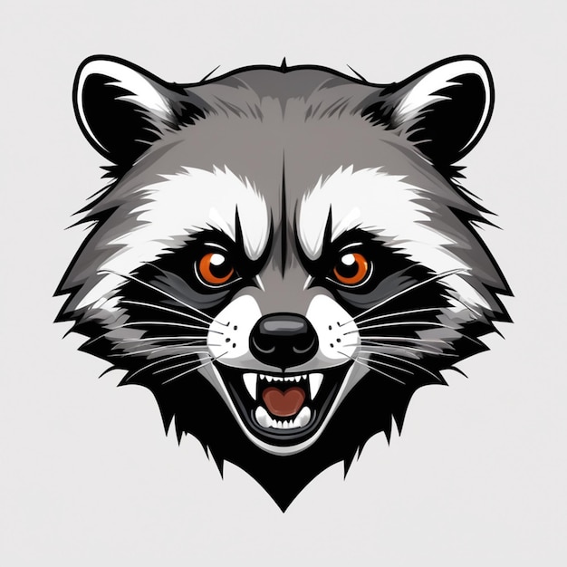 a cartoon drawing of a raccoon head