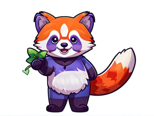 Photo a cartoon drawing of a raccoon holding a green bow