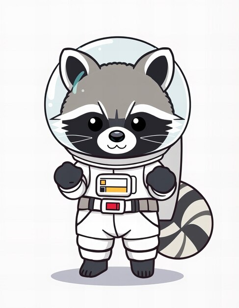 Photo a cartoon drawing of a raccoon with a helmet on it