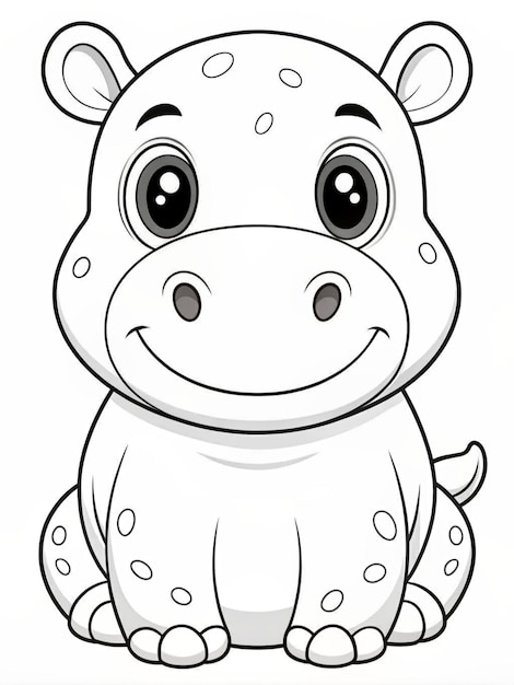 a cartoon drawing of a rhinoceros with eyes and mouth