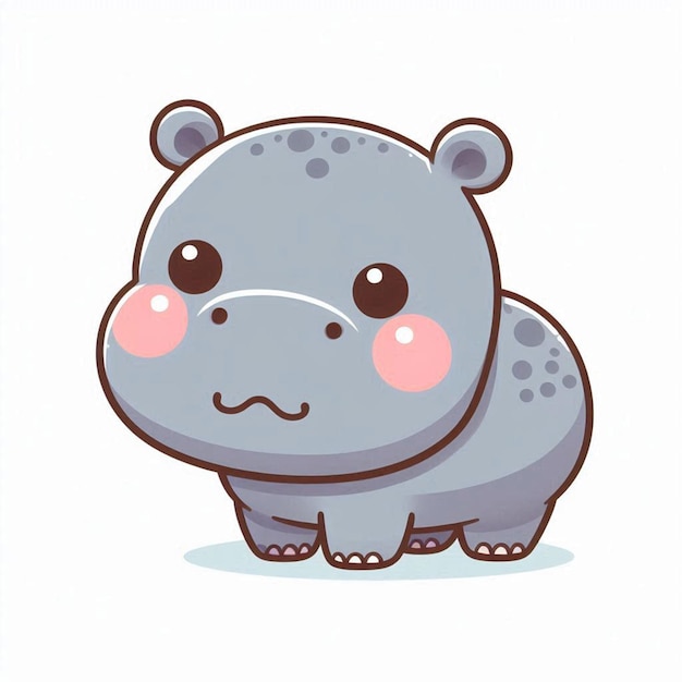 a cartoon drawing of a rhinoceros with a pink nose and pink eyes