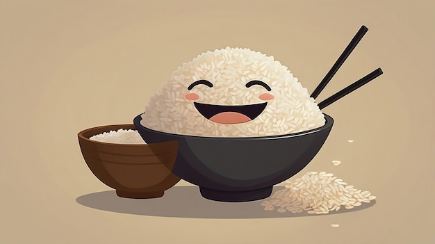 Photo a cartoon drawing of a rice with a smile on it