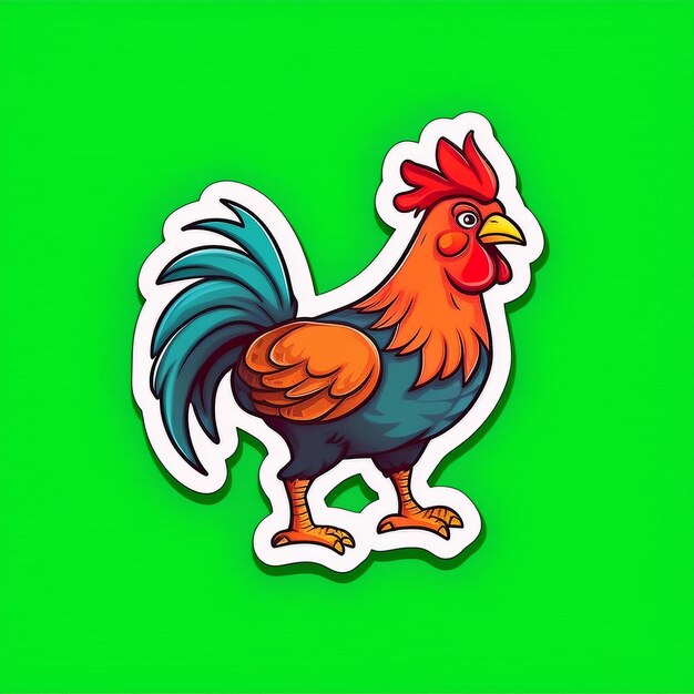 Photo a cartoon drawing of a rooster with a green background