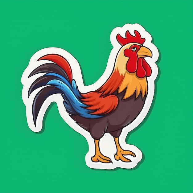 Photo a cartoon drawing of a rooster with a red rooster on it