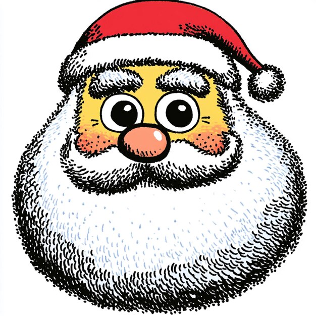 a cartoon drawing of a santa claus with a red hat