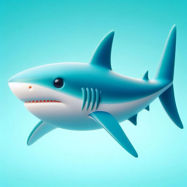 Photo a cartoon drawing of a shark with a blue nose and a white nose