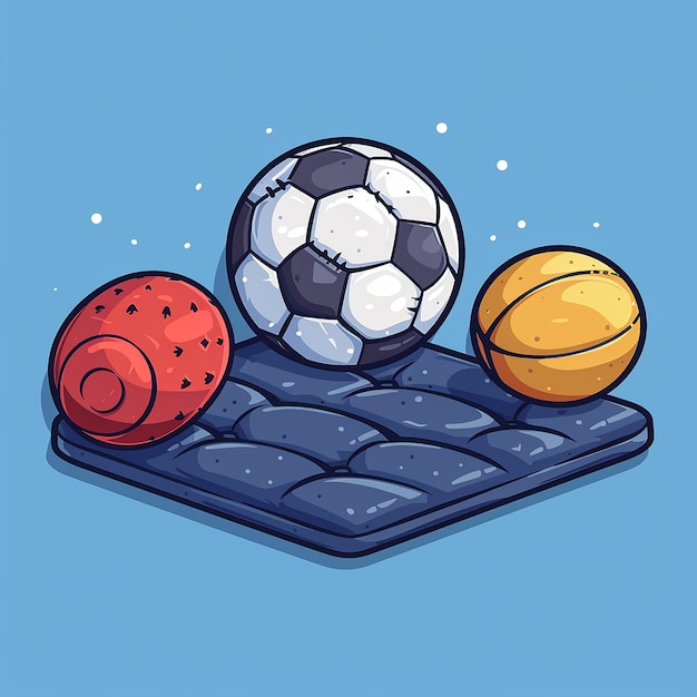 Photo a cartoon drawing of a soccer ball and a soccer ball