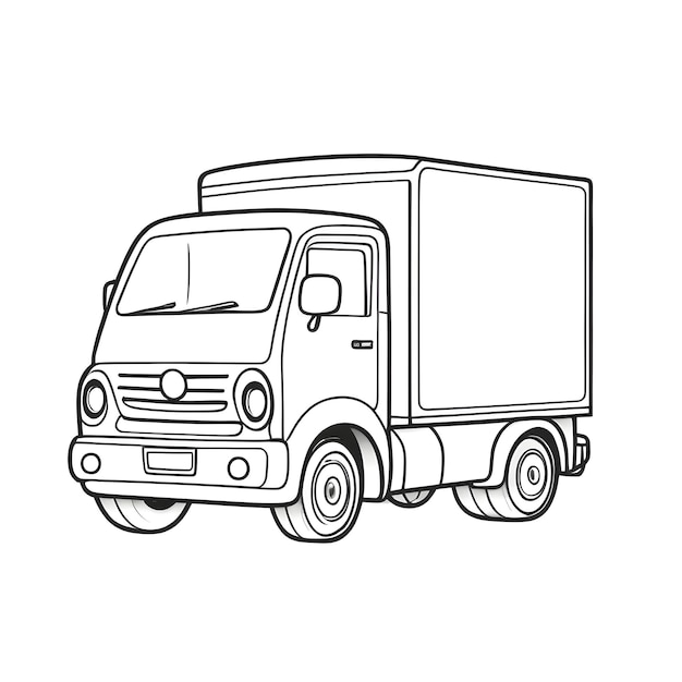 a cartoon drawing of a truck with a cartoon face on the front