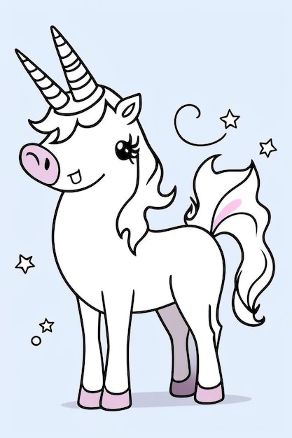 Photo a cartoon drawing of a unicorn with stars and a star on it