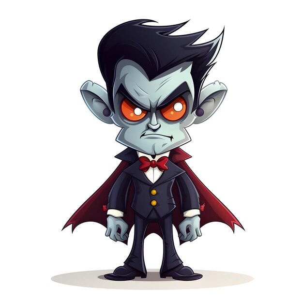 Photo a cartoon drawing of a vampire with a red cape