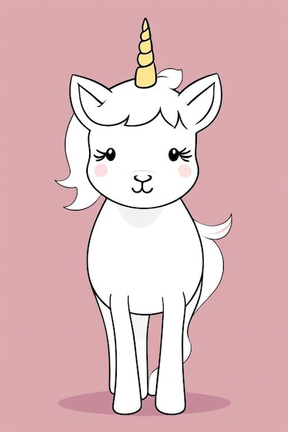 a cartoon drawing of a white unicorn with a gold crown on its head