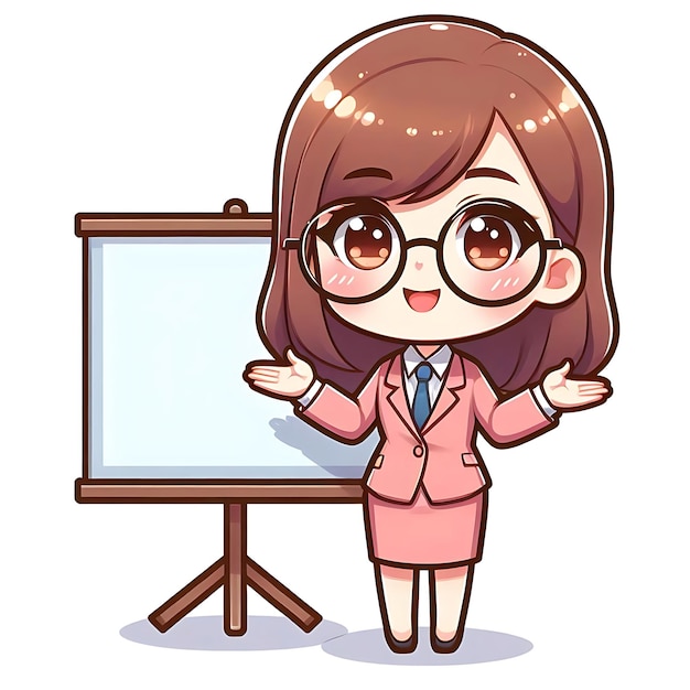 Photo a cartoon drawing of a woman in a suit and glasses