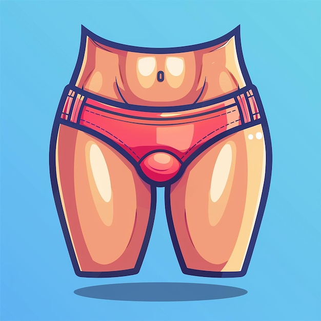 a cartoon drawing of a woman wearing a bikini with a face on it