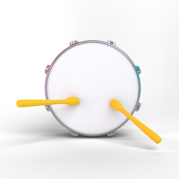 Cartoon Drum Front Side Isolated In White Background