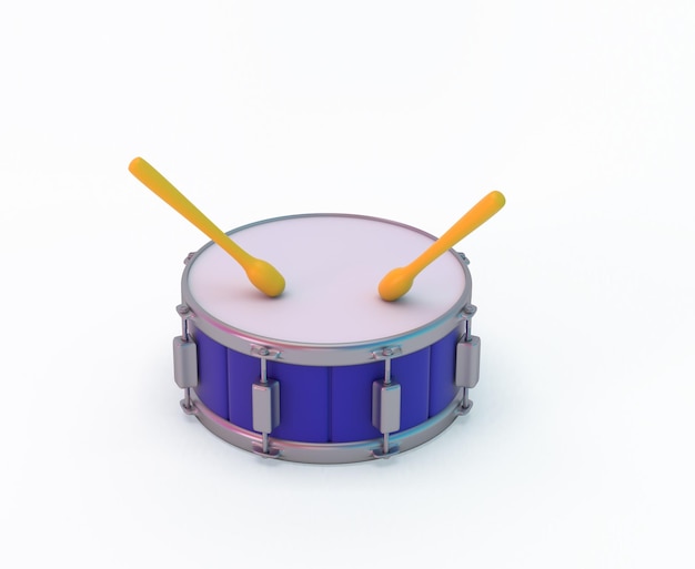 Cartoon Drum Front View In White Background