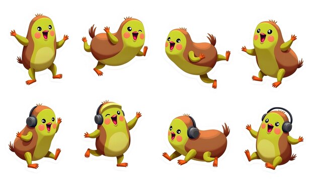 cartoon ducklings cartoon kiwi various poses cute ducklings brown duckling yellow duckling hap