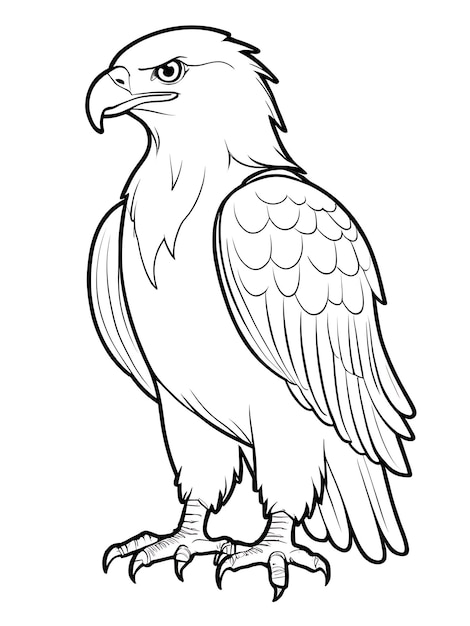 Cartoon Eagle bird coloring page design white color ai generated