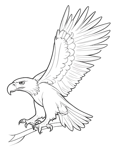 Cartoon Eagle bird coloring page design white color ai generated