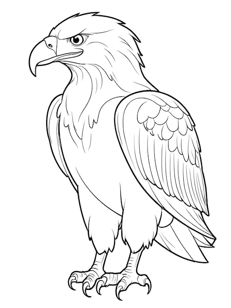 Cartoon Eagle bird coloring page design white color ai generated