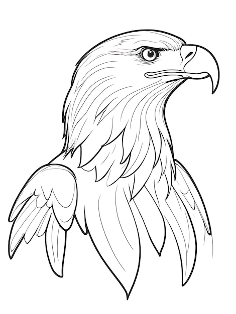 Cartoon Eagle bird coloring page design white color ai generated