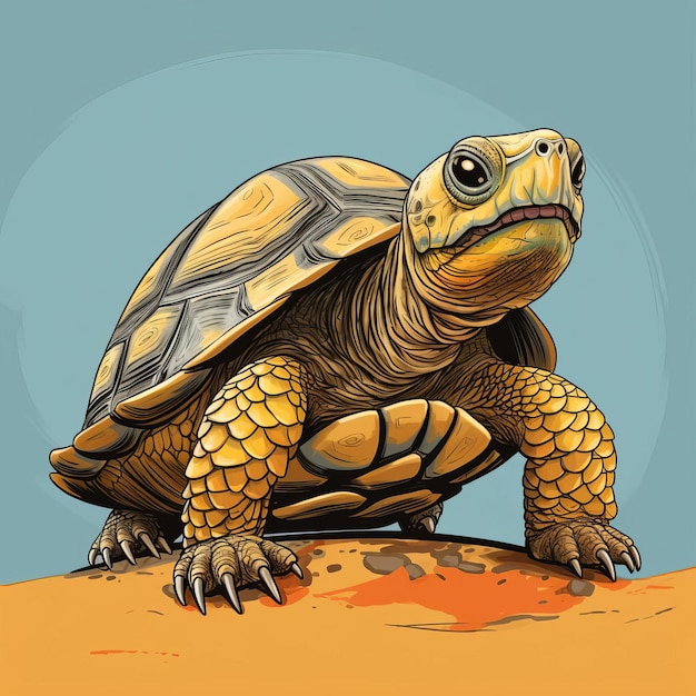 Cartoon Eastern Box Turtle Slithering With Head Up