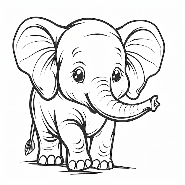 cartoon of a Elephant children coloring book page