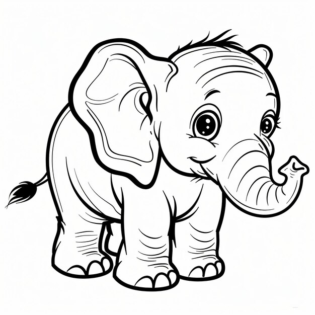 cartoon of a Elephant children coloring book page