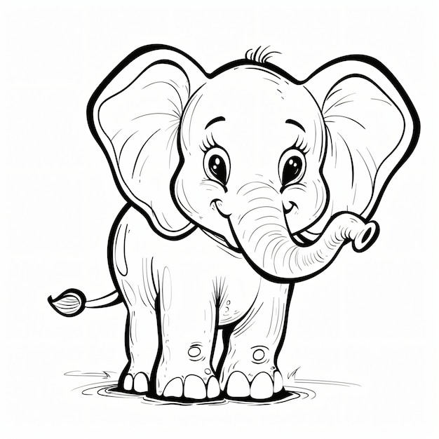 cartoon of a Elephant children coloring book page