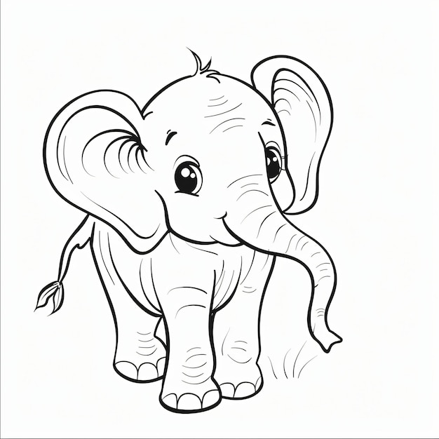 cartoon of a Elephant children coloring book page