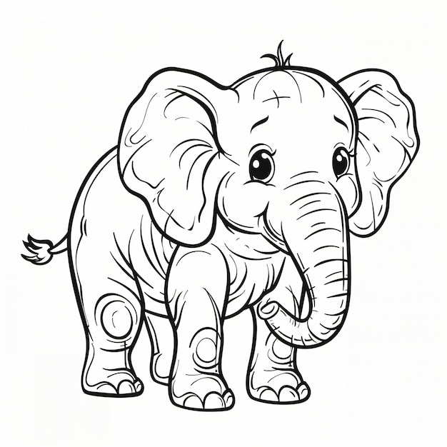 cartoon of a Elephant children coloring book page