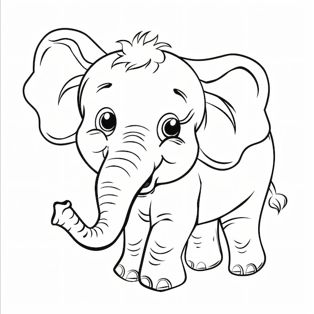 cartoon of a Elephant children coloring book page