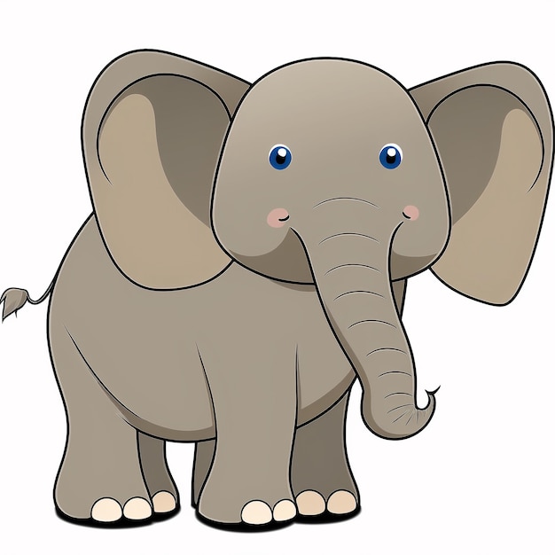 A cartoon elephant with a white background and a blue nose.