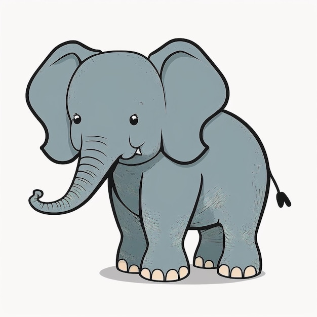 A cartoon elephant with a white background and the word elephant on it.