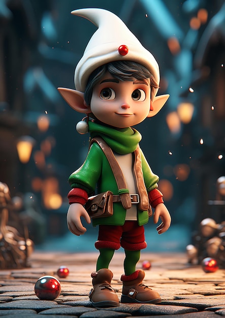 cartoon elf green coat red pants standing brick road boy neutral face maple story emitting light