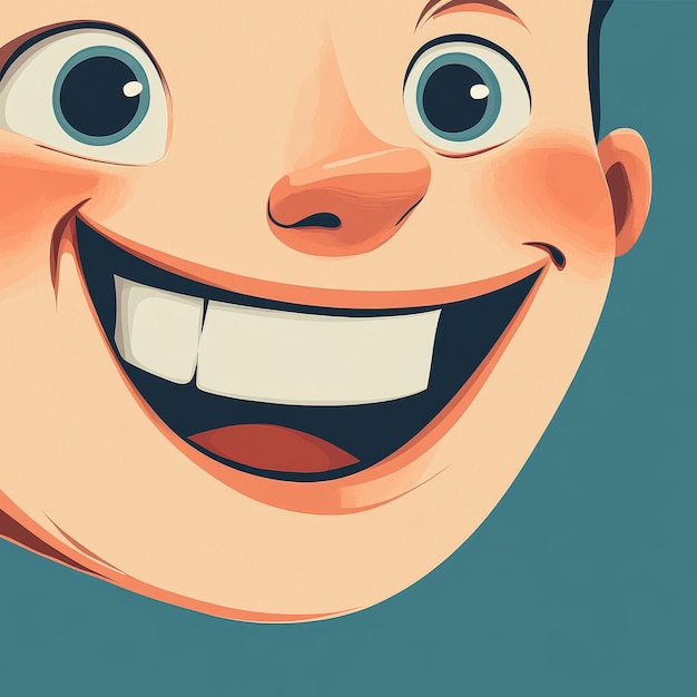 Photo cartoon face of a boy with a happy expression 3d illustration