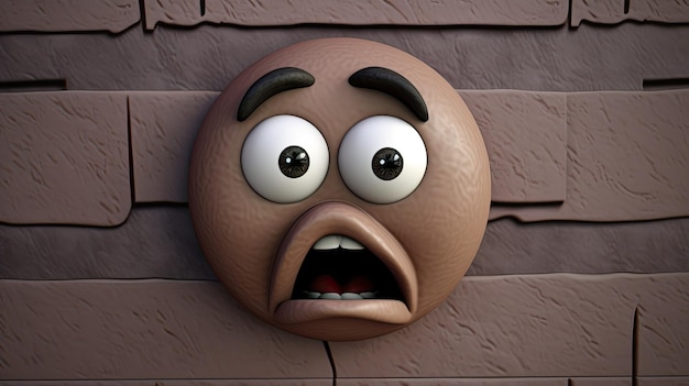 A cartoon face on a brick wall