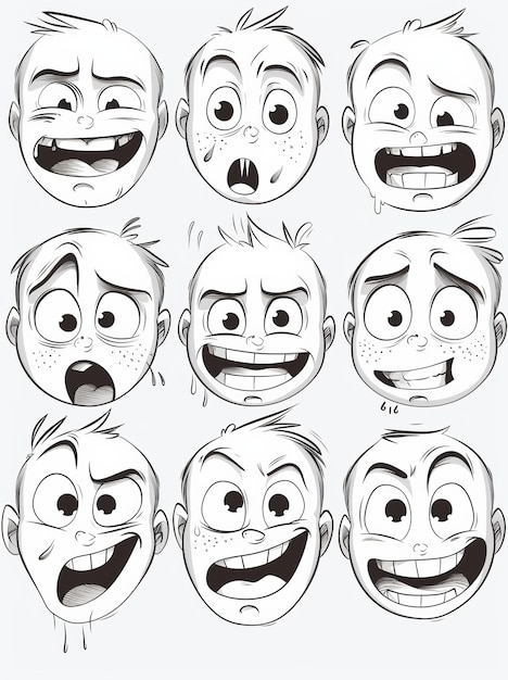 Photo a cartoon face expression sheet