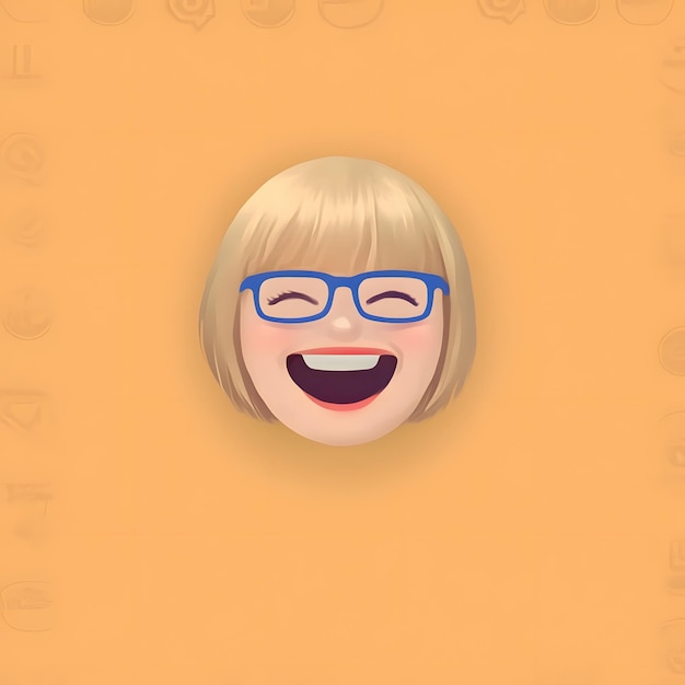 Photo a cartoon face with glasses and a smile on it