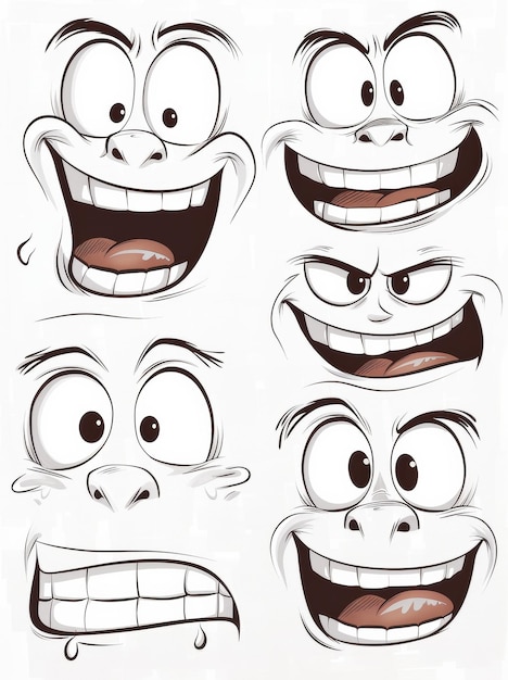 Photo cartoon faces expressing a variety of emotions