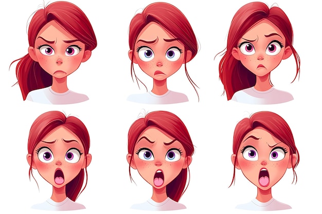 Cartoon facial expression sprite sheet different expression